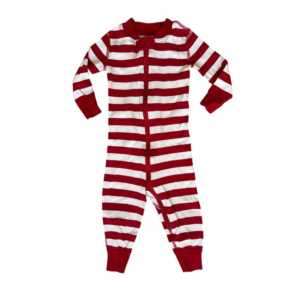 Hanna Andersson Red & White Striped One-Piece Pajamas Size 12-18 months